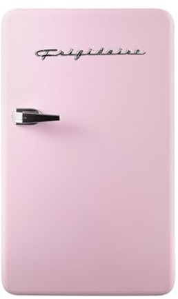 Frigidaire Retro Compact Refrigerator with Chiller, 3.2 cu ft Countertop Fridge, Built-In Bottle Opener, Rounded Corners, Premium, for Office, Bedroom, Dorm Room, Cabin, 18.5D x 20W x 31.5H (Pink)