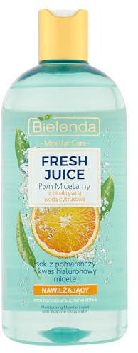 Bielenda Fresh Juice - For Daily Washing And Cleansing Of The Face - Leaves The Skin Matt, Normalized And Detoxified-Moisturizing Micellar Liquid With Bioactive Citrus Water Orange Juice - 500 ml