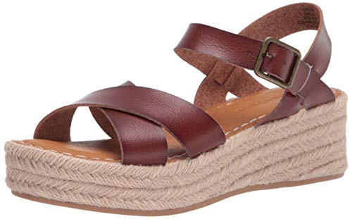Amazon Essentials Sandalia Tipo Alpargata con Plataforma Plana Mujer, Marrón, 39 EU