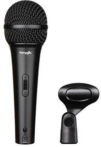 Perrycom Dynamisk sång- och instrumentmikrofon för karaoke med på/av-strömbrytare, mikrofonstandard, svart cardioid (MXD5)