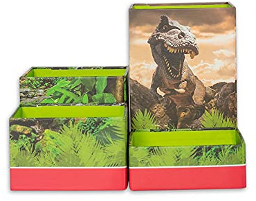 ROTH Stifteköcher Set - Tyrannosaurus, Stiftehalter mit 4 faltbaren Boxen aus Pappe Kinder Schreibtisch Organizer
