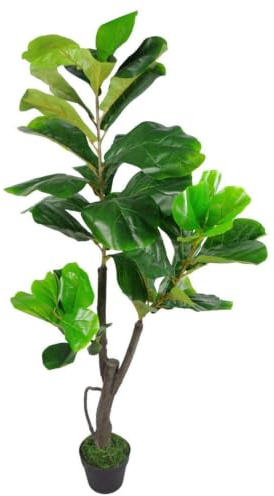 Leaf Design UK Artificial Realistic Plant Fiddle Fig Tree, Green, 120cm