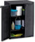Gecheer Gartenschrank mit 3 Regalböden Kunststoffschrank Haushaltsschrank Spindschrank Terrassenschrank Balkonschrank Rattan-Optik Schwarz 65x45x88 cm