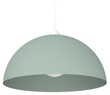 L+ Hängeleuchte für Wohnzimmer, Kinderzimmer, moderne Küchenlampe, Schlafzimmer, aus Metall, halbkugelförmige Form (Eisberggrün, 40 cm)