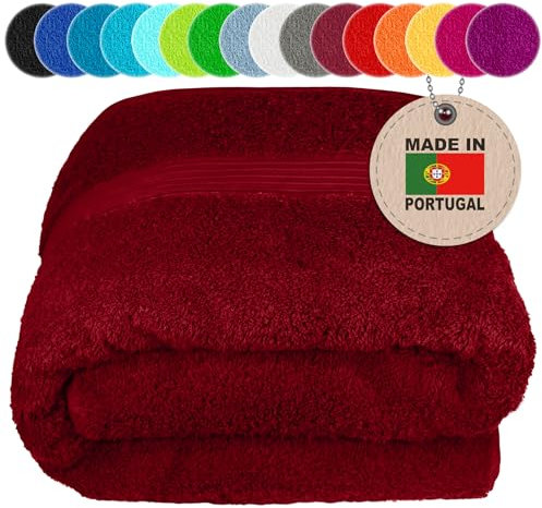 Lashuma grosses Badehandtuch, Linz Saunatuch 85x220cm, XXL Frottee Handtuch Rot - Rubin