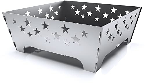 teileplus24 FS11 Cesta de Fuego de Acero | Sólido | Diseño Moderno con Sistema y ventilación, Talla:Popa 43x43cm