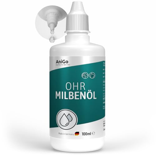 AniGo Ohrmilbenöl für Hunde & Katzen 100ml – Pflegendes Ohröl mit Kamille gegen Ohrmilben – Sanfte Unterstützung bei Juckreiz & gereizten Ohren