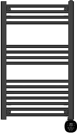 TCP Smart Modern Black Ladder Style Towel Rail Radiator 500W App Control Works with Alexa, Google Home & Siri Shortcuts, WiFi, IP24 Bathroom, Towel Warmer, Screen, Timer & Smart Schedules 500 x 850mm