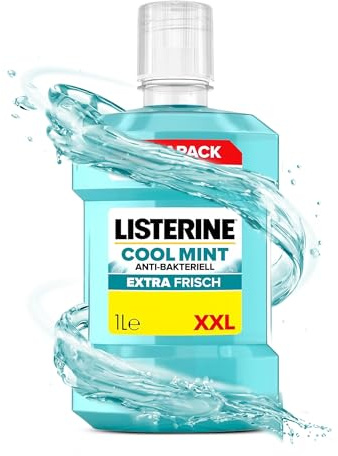 LISTERINE Cool Mint collutorio (1000 ml), collutorio antibatterico con oli essenziali e intenso sapore di menta, il risciacquo per la cura dentale riduce la placca dentale e combatte efficacemente