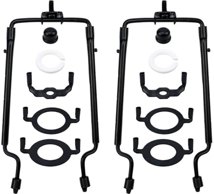Antrader 7 8 9 10 Inch Lamp Shade Harp Holder,Adjustable Lamp Harp Kit,2 Sets Lamp Shade Harp and 3/8 inch Standard Saddle E14 E26 E27 Light Base UNO Fitter Adapter Converter Finial Set (Black)