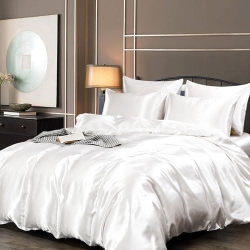 Guchuang Bedding Juego completo de ropa de cama de satén de seda tamaño King, 6 piezas, funda de edredón de microfibra ultra suave estilo de lujo, 220 x 230 cm con 1 sábana bajera, 4 fundas de