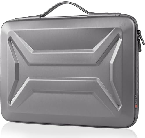 DOMISO 15.6-16 Inch Laptop Hard Case,Waterproof Shockproof Hard Shell Laptop Sleeve Protective Case with Retractable Handle for Macbook Pro/Lenovo ThinkPad/HP ENVY/Dell XPS, Silver