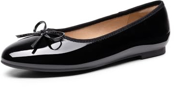 DREAM PAIRS Women's Flats, Round Toe Ballet Flats, Comfortable Slip-on Dressy Casual Business Work Office Ballerina Flat Dress Shoes,Size 6.5,Black-PAT,SDFA2404W