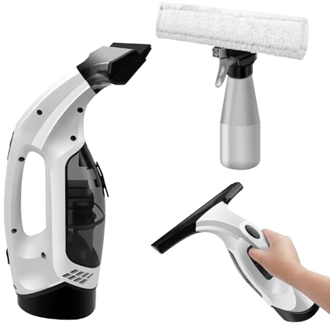 Cordless Window Vacuum Electric Window Cleaner - 2200mAh Battery Handheld Water Vacuum Cleaner 30 Min Long Running Time Cordless Vacuum Cleaner with 150ML Water Tank, Ipx4 Waterproof
