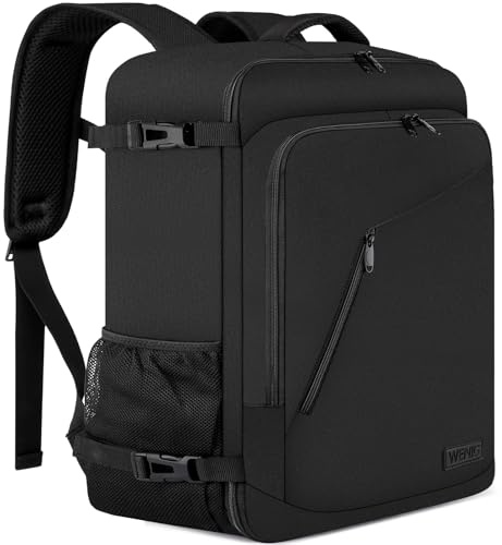 Handgepäck Rucksack 55x40x20 Groß 44L Reiserucksack für Flugzeug Handgepäck Tasche Laptop Rucksack 17 Zoll mit USB Ladeanschluss Reisetasche für Herren Damen,Schwarz