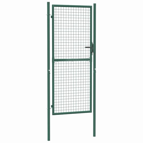 Gecheer Cancello,per Recinzione,da Giardino,Singolo,in Acciaio,Verde,100x250 cm,Cancello Singolo,Cancello da Giardino,Cancello Metallo,Cancello Acciaio,Cancello per Esterno