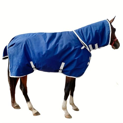 1200D Oxford Waterproof Warm-Keep Horse Turnout Blanket with Detachable Neck Cover，Heavy Weight Winter Turnout ，Horses Care Blanket Horse Rain Sheet (135CM)