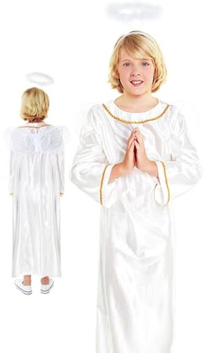 Gojoy shop- Disfraz de Ángel para Niños y Adultos Navidad Carnaval (Contiene :Túnica,Alas,Diadema y Mochila de Cuerdas.) (boy tunic, 3-4 años)