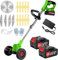 DéBroussailleuse à Batterie Electrique 21V Coupe Bordure sans Fil avec Batterie&Trois Types De Lames& Faible Bruit La Longueur Peut être ajustée pour Jardin, Pelouse, Ferme