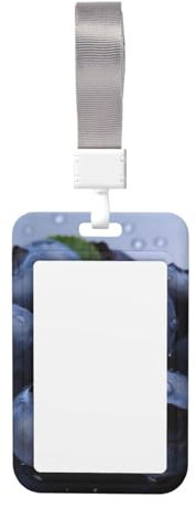 Blueberry – Porte-badge en plastique rigide avec lanière détachable – Étui de protection pour carte d'identité avec fenêtre transparente pour bureau