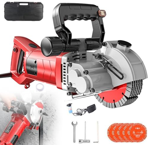 Electric Wall Chaser, 5500W Wall Groove Cutting Machine, 6500r/min Speed, Depth Adjustable 0-42mm, Width 40mm, 90° Rotating Groove, Concrete Slotting Tool for Walls