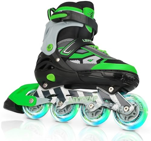 LEVYTEMP Adjustable Inline Skates for Kids and Adults, Outdoor Beginner Roller Skates with All Light Up Wheels for Girls, Boys, Men and Women