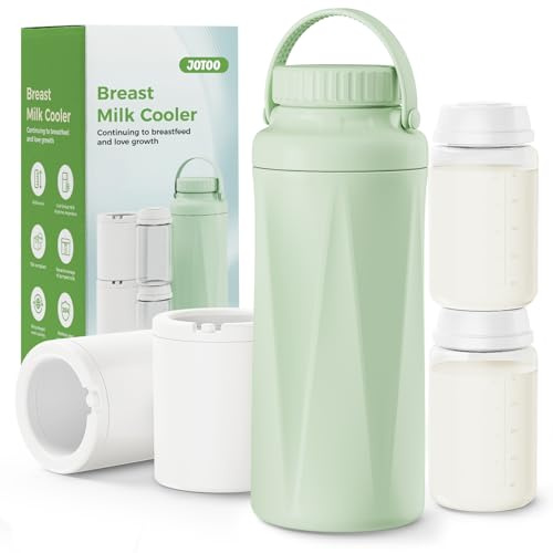 JOTOO Portable Breast Milk Cooler - 24H+ Freshness 360° Cooling,650ml BPA-Free Insulated Breastmilk Storage Bottle with Leak-Proof, Pumping Essentials for Moms for Travel/Office (Mint Green)