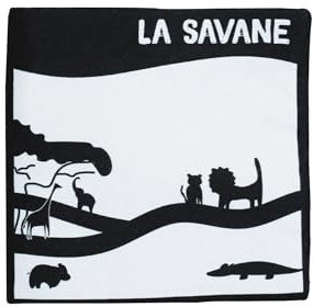 Livre d'éveil Noir et Blanc en Tissu pour bébé, 15 cm x 15 cm