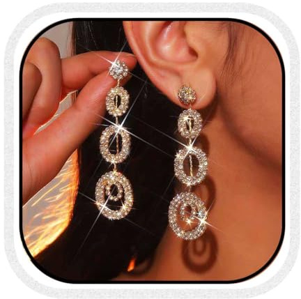 Unicra Gold Earrings Rhinestone Dangling Earrings Crystal Wedding Jewelry for Women (Gold, One Size)