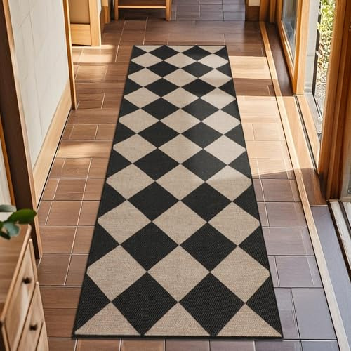 TUKDAK Weben Teppich Läufer Flur rutschfest 60x180cm, Waschbar Küchenteppich, Flurläufer Modern, Teppichläufer, Küchenläufer, Flur Teppich, Flurteppich für Küche, Eingang, Wohnzimmer, Korridor