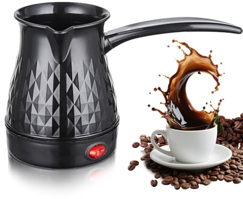 Yuragim Caffettiera turca elettrica da 500 ml, caffettiera turca, caffettiera elettrica turca con maniglia, caffettiera e bollitore, adatta per casa, ufficio, viaggi