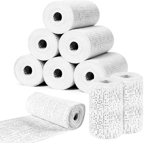 KASURE 8 x Plaster of Paris Bandage, 7.5cm x 2.7m Plaster Bandages Rolls Cast, Skin Friendly Plaster Gauze Bandage for Modelling, Art & Craft Projects, Scenery, Mask Moulds