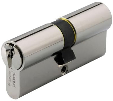 Vachette Cylindre de Serrure Mécanique FIRST pour Porte - Double Entrée 30x30mm - Mécanisme 5 Goupilles Sécurisé - 3 Clés - Installation Facile - Garantie 2 Ans - Finition Nickelée