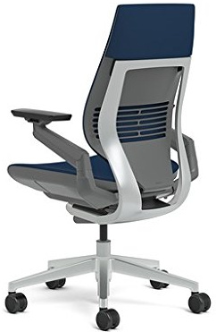 Steelcase Gesture Office Chair - Cogent Connect Blueprint Upholstered Wrapped Back Platinum Metallic Frame Medium Seat Merle Seat/Back/Arms (Dark/Light) Hard Floor Caster Wheels