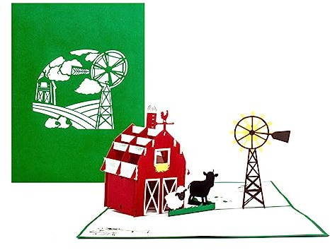 Pop Up Card ''bonde'' – 3D fällkort liten gård, födelsedagskort, schäfer, resebyrå, bondesemester, semesterbostad