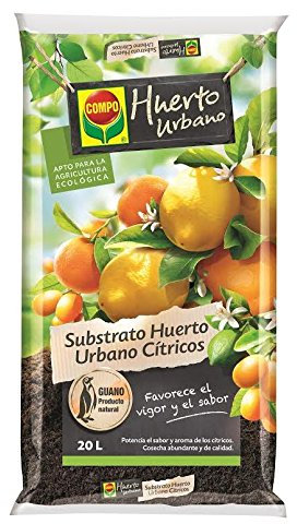 COMPO Huerto Urbano Substrato Cítricos , Con guano natural, Para frutas con más color y sabores más intensos, Apto para la agricultura ecológica, 20 L
