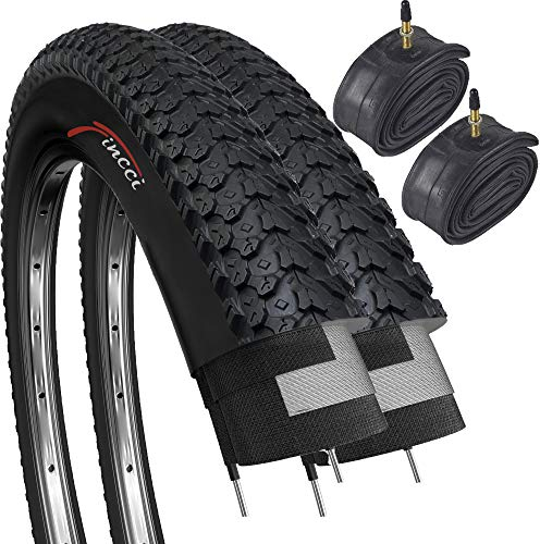 Fincci Set Paar Fahrradreifen 26 x 2.125 Zoll 57-559 Fahrradmantel Faltbar Reifen Cupar mit Sclaverandventil Schläuche für MTB Mountainbike Hybrid Fahrrad Mantel (2er Pack)