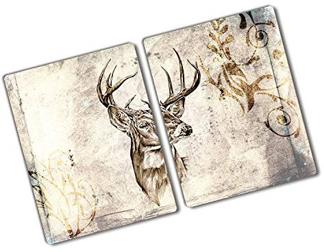 Tulup Schneidebrett Spritzschutz Herdabdeckplatte Abdeckung Kochplattenabdeckung 2x40x52 cm Gehärtetes Glas Beige - Hirsch