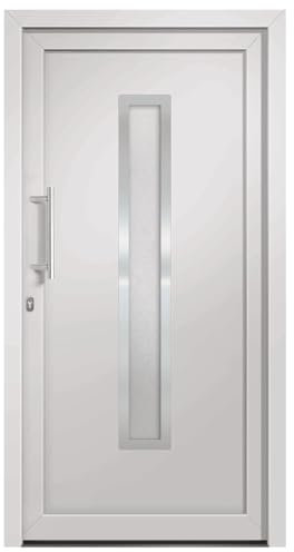 vidaXL Porta di Ingresso con Accessori Sicurezza Eleganza Entrata Casa Edifici Soglia Alluminio Rinforzi e Anima in Acciaio Bianca 98x208 cm