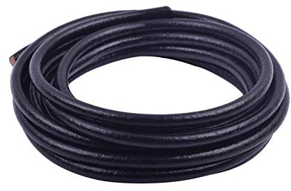 KONMAY - Corda in vera pelle, 3 m, 6 mm, colore: Nero