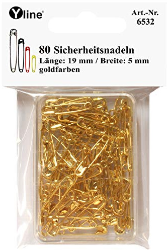 Yline 80pcs Mini Agujas de Seguridad 19 mm Pequeña Dorado Sin Niquel Agujas Agujas Agujas de Aguja 6532