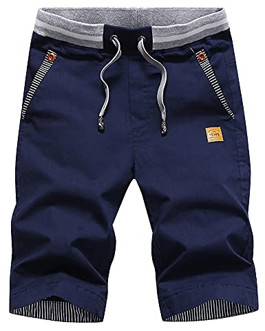 HCSS Korta byxor, herr, bermudashorts, män, sommar, chinos shorts, bomull, elastiskt band med dragsko, Marinblå, XXL