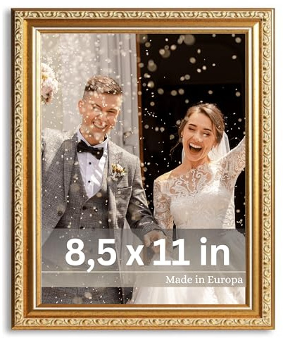 VictoR Picture Frame Chagall 8.5x11 Gold - Vintage Picture Frames with Shutterproof Acrylic Glass - 8.5 x 11 Photo Frame - Gold Picture Frames - Antique - only for hanging