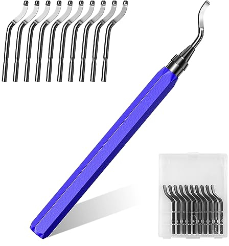Frevoitna Sbavatura Strumento Universale, Sbavatore Manuale con 10 Pezzi Sbavare Lame di Ricambio, Tagliatori per Sbavatura Rotanti a 360° per Stampante 3D, Plastica, Alluminio, Rame, Acciaio