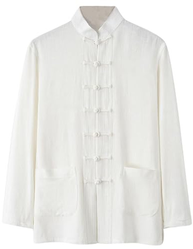 Mymyguoe Chino artes marciales hombres chaqueta camisa de lino hombres verano tradicional uniforme ropa exterior para artes marciales Kung Fu Tai Chi Wushu hombres mujeres traje estilo tango manga