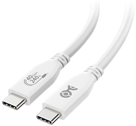 Cable Matters [Certifié USB-IF] Câble USB4 avec données 40Gbps, Support vidéo 8K et Recharge de 240W 1m, Blanc - Entièrement Compatible USB-C et Thunderbolt 4