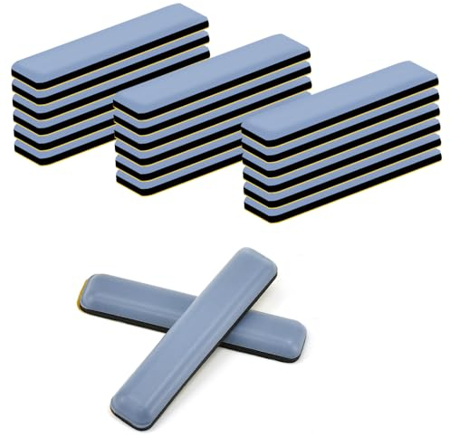 SLTAXAR 24 PCS Deslizadores de Muebles, Almohadillas de Teflón para Muebles Autoadhesivo, Deslizadores de Teflón para Atornillar, PTFE Almohadillas Deslizantes para Muebles Sillas Sofás Mesas -75x15mm