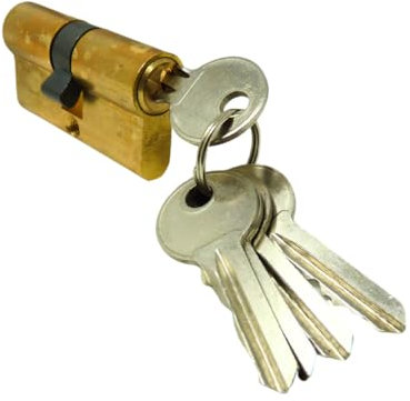 Cylindre de sécurité 60 mm - Cylindre profilé européen en laiton - Pour porte d'appartement, porte d'entrée et bureau - Serrure à cylindre avec clé - Protection anti-effraction facile à monter