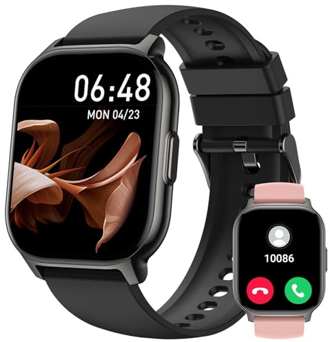 Smartwatch Uomo Donna, 2.1 Orologio Fitness con Effettua/Risposta Chiamate, 130+ Sportive Fitness Tracker, Sonno Cardiofrequenzimetro, Contapassi Impermeabil IP68 Smart Watch+Cinghia di Ricambio