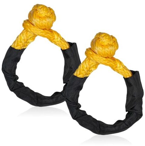 Infreecs 2 grilletes blandos, grillete fuerte, 17T de resistencia a la rotura, cuerda de recuperación con protector de tubo de correa, resistencia a la rotura, grillete suave para rescatar remolques